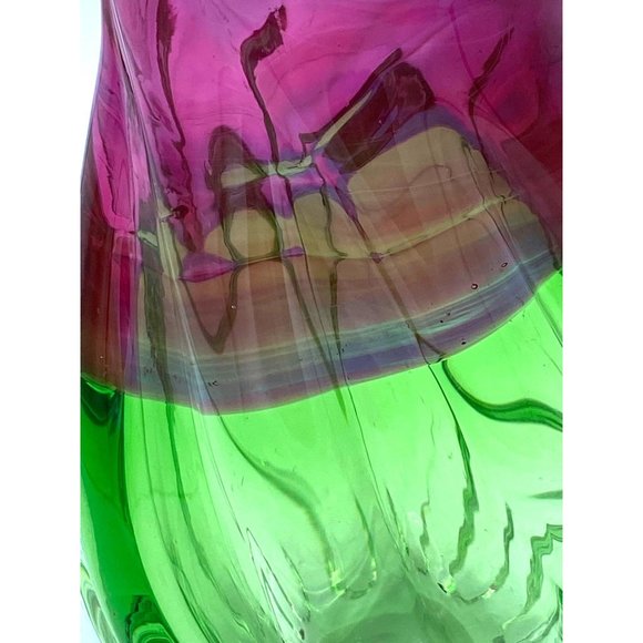 Watermelon Glass Two-Tone Vase Purple and Green With Blends of Blues and Purples - Picture 2 of 7